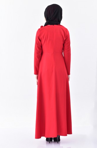 Fırfırlı Elbise 0197-09 Kırmızı 0197-09