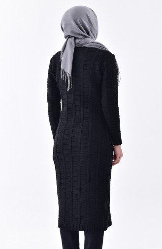 Longue Tunique Tricot a Poches 3292-02 Noir 3292-02