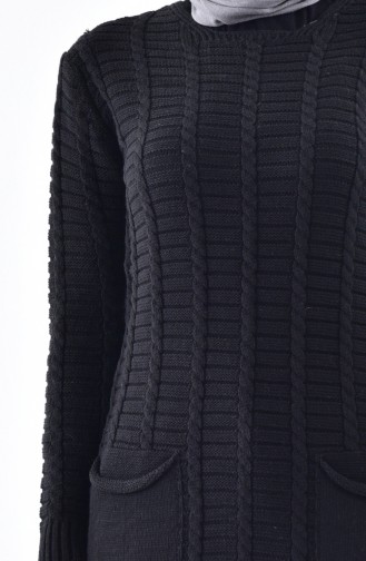 Longue Tunique Tricot a Poches 3292-02 Noir 3292-02