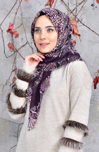 Echarpe Cotton a Motifs 2144-04 Pourpre 2148-04