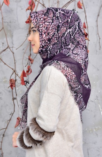Echarpe Cotton a Motifs 2144-04 Pourpre 2148-04
