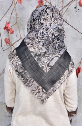 Echarpe Cotton a Motifs 2144-05 Noir Vison 2148-05
