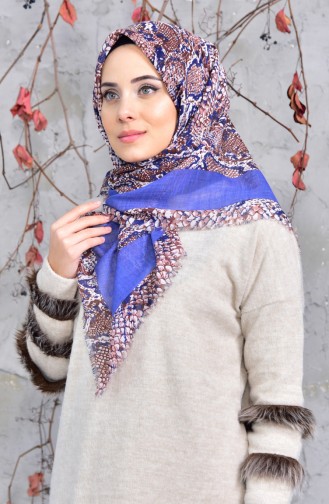 Echarpe Cotton a Motifs 2144-06 İndigo 2148-06