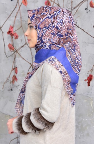 Echarpe Cotton a Motifs 2144-06 İndigo 2148-06