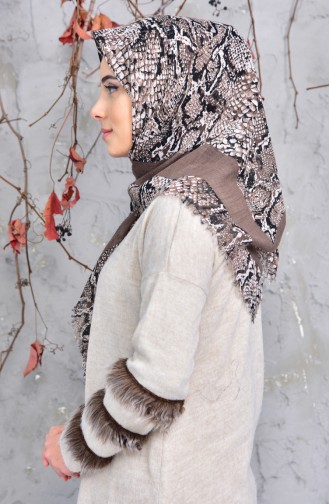 Patterned Cotton Scarf 2144-07 Light Brown 2148-07