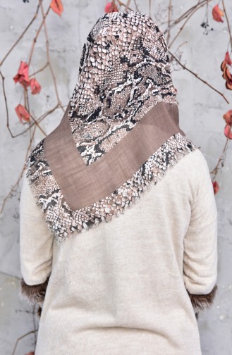 Patterned Cotton Scarf 2144-07 Light Brown 2148-07