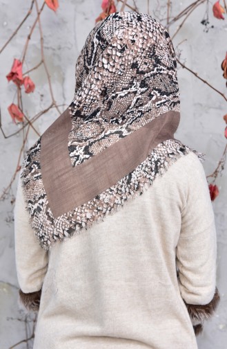 Patterned Cotton Scarf 2144-07 Light Brown 2148-07