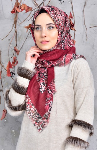 Echarpe Cotton a Motifs 2144-08 Bordeaux 2148-08