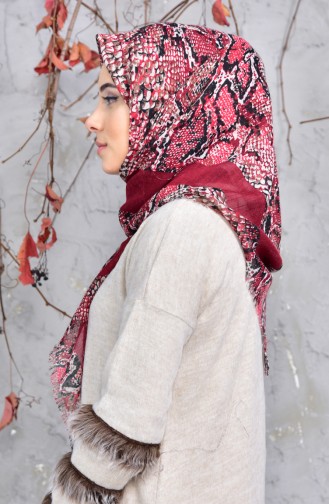 Echarpe Cotton a Motifs 2144-08 Bordeaux 2148-08