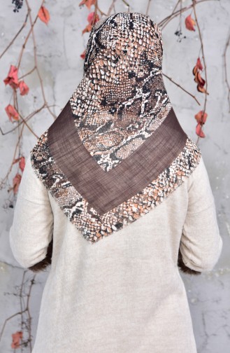 Patterned Cotton Scarf 2144-11 Dark Brown 2148-11