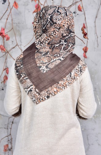 Patterned Cotton Scarf 2144-11 Dark Brown 2148-11