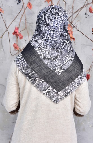 Patterned Cotton Scarf 2144-13 Black Gray 2148-13