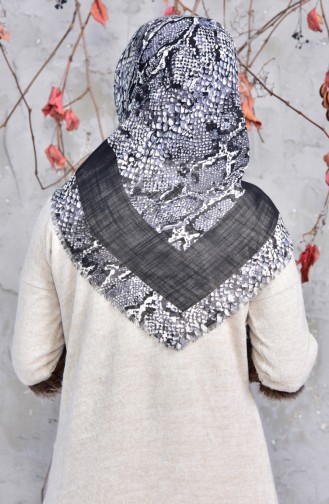 Patterned Cotton Scarf 2144-13 Black Gray 2148-13