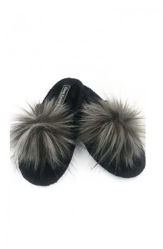 Chaussons Pompons Pour Femme TEZ001-05 Noir 001-05