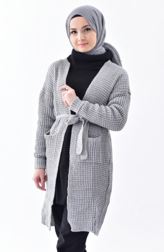 Knitwear Belted Cardigan 1027-03 Gray 1027-03