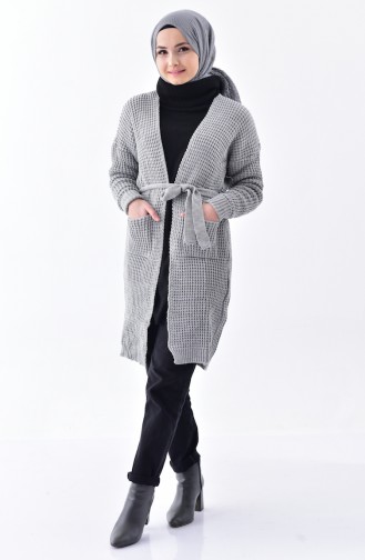 Knitwear Belted Cardigan 1027-03 Gray 1027-03