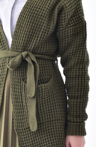 Knitwear Belted Cardigan 1027-05 Khaki 1027-05