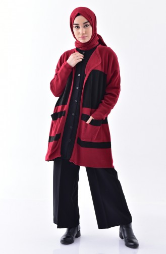 Knitwear Cardigan with Pocket  2047-02 Claret Red 2047-02