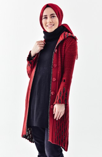 Silvery Knitwear Tressed Cardigan 8041-01 Claret Red 8041-01