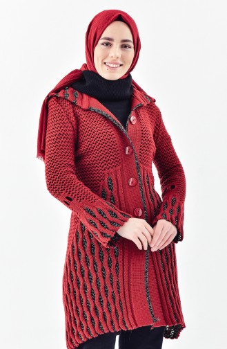 Silvery Knitwear Tressed Cardigan 8041-01 Claret Red 8041-01