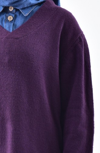 Knitwear V-Neck Sweater 2078-01 Purple 2078-01