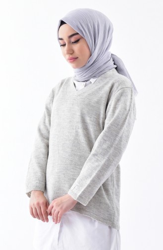 Knitwear V-Neck Sweater 2078-02 Gray 2078-02