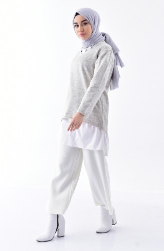 Knitwear V-Neck Sweater 2078-02 Gray 2078-02