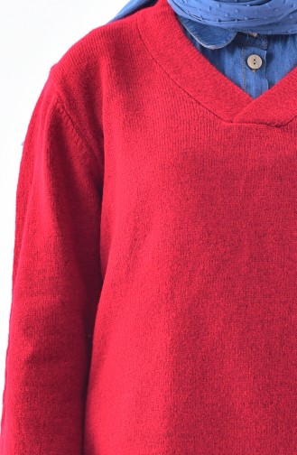 Knitwear V-Neck Sweater 2078-03 Red 2078-03