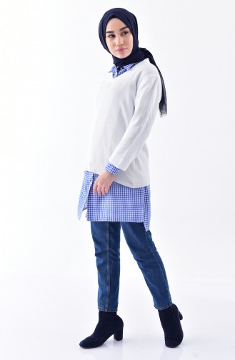 Knitwear V-Neck Sweater 2078-05 White 2078-05