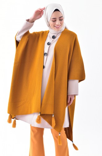 Poncho Tricot a Franges 0870-01 Moutarde 0870-01