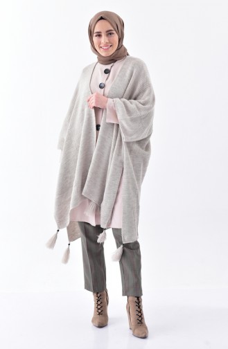 Poncho Tricot a Franges 0870-06 Beige 0870-06