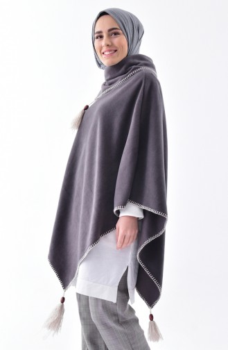 Shawl Collar Fleece Poncho 1001-02 Anthracite 1001-02