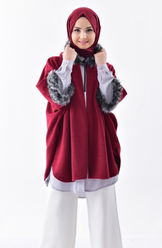 Hooded Polar Fleece Poncho1002-01 Damson 1002-01