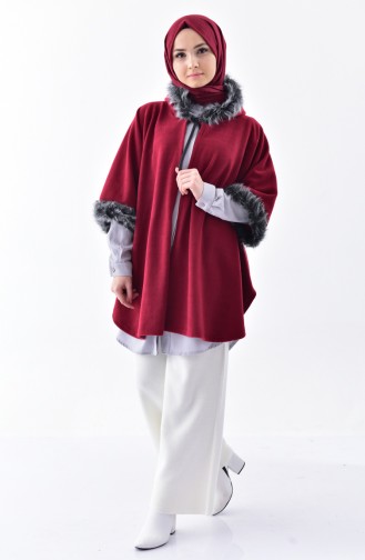 Hooded Polar Fleece Poncho1002-01 Damson 1002-01