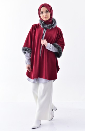 Poncho a Capuche 1002-01 Plum 1002-01