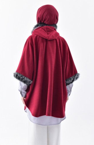 Hooded Polar Fleece Poncho1002-01 Damson 1002-01