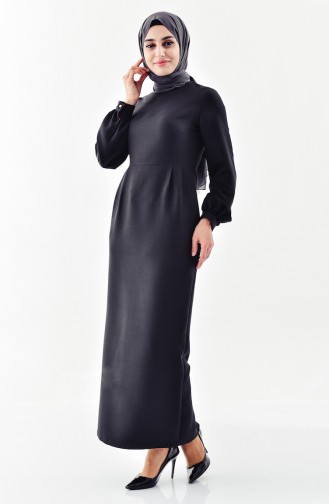 Pleated Detailed Dress 4432-01 Black 4432-01