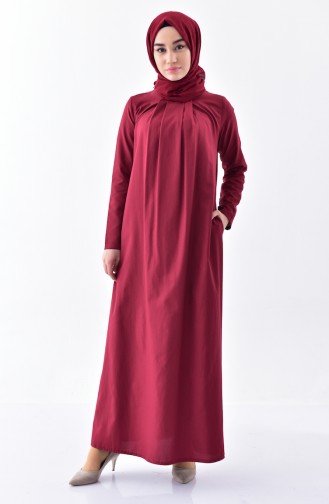 Claret Red Hijab Dress 2997-07