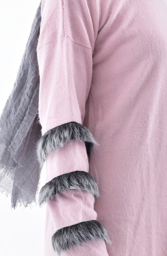 Furry Detail Sleeve Tunic 7701-01 Powder 7701-01