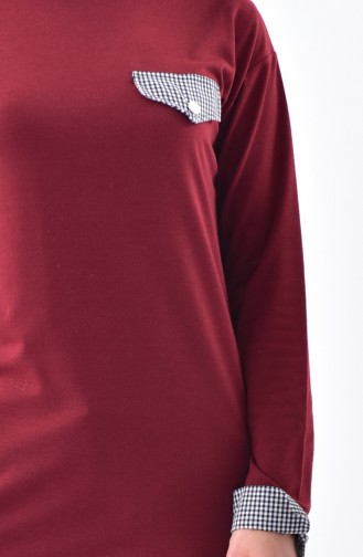 Long Sweatshirt 0654-18 Claret Red 0654-18