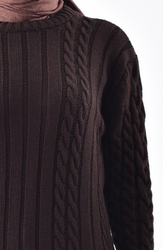 Knitwear Knit Pattern Tunic 8083-02 Dark Brown 8083-02