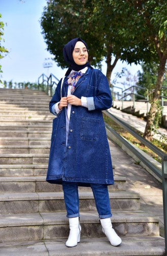 Uzun Kot Ceket 4422-02 Lacivert