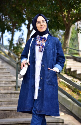 Uzun Kot Ceket 4422-02 Lacivert