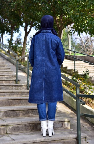 Long Jeans Jacket 4422-02 Navy Blue 4422-02