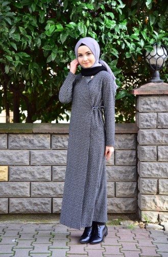 Yandan Bağlamalı Ferace 7140-02 Gri