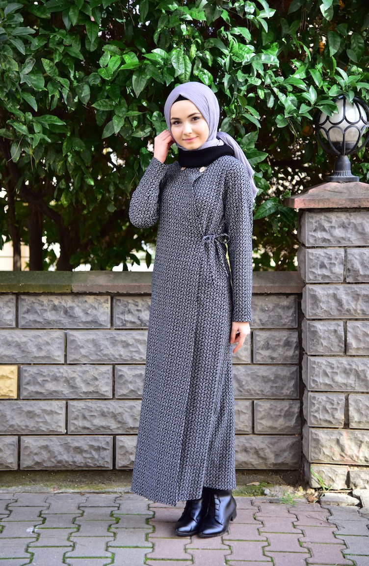 Yandan Bağlamalı Ferace 7140-02 Gri