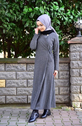 Yandan Bağlamalı Ferace 7140-02 Gri