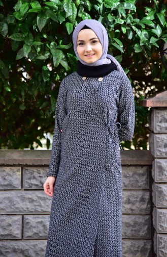 Yandan Bağlamalı Ferace 7140-02 Gri
