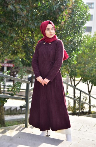 Abaya mit Seitenbindung 7140-03 Weinrot 7140-03