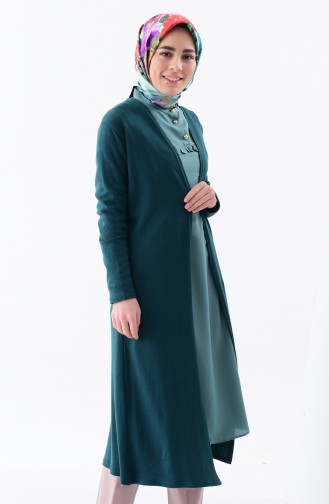 Long Gilet a Rayure 7007-11 Vert emeraude 7007-11